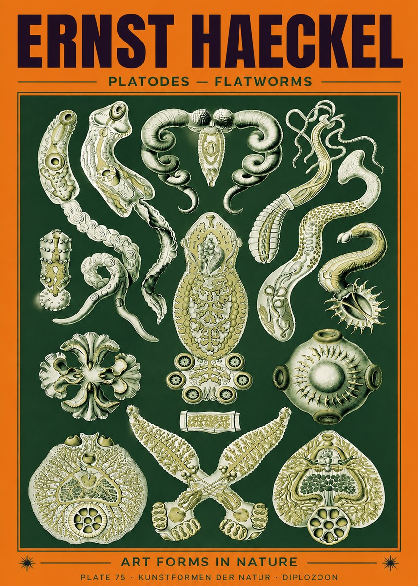 Ernst Haeckel Platodes – Flatworms No6 - Plakát