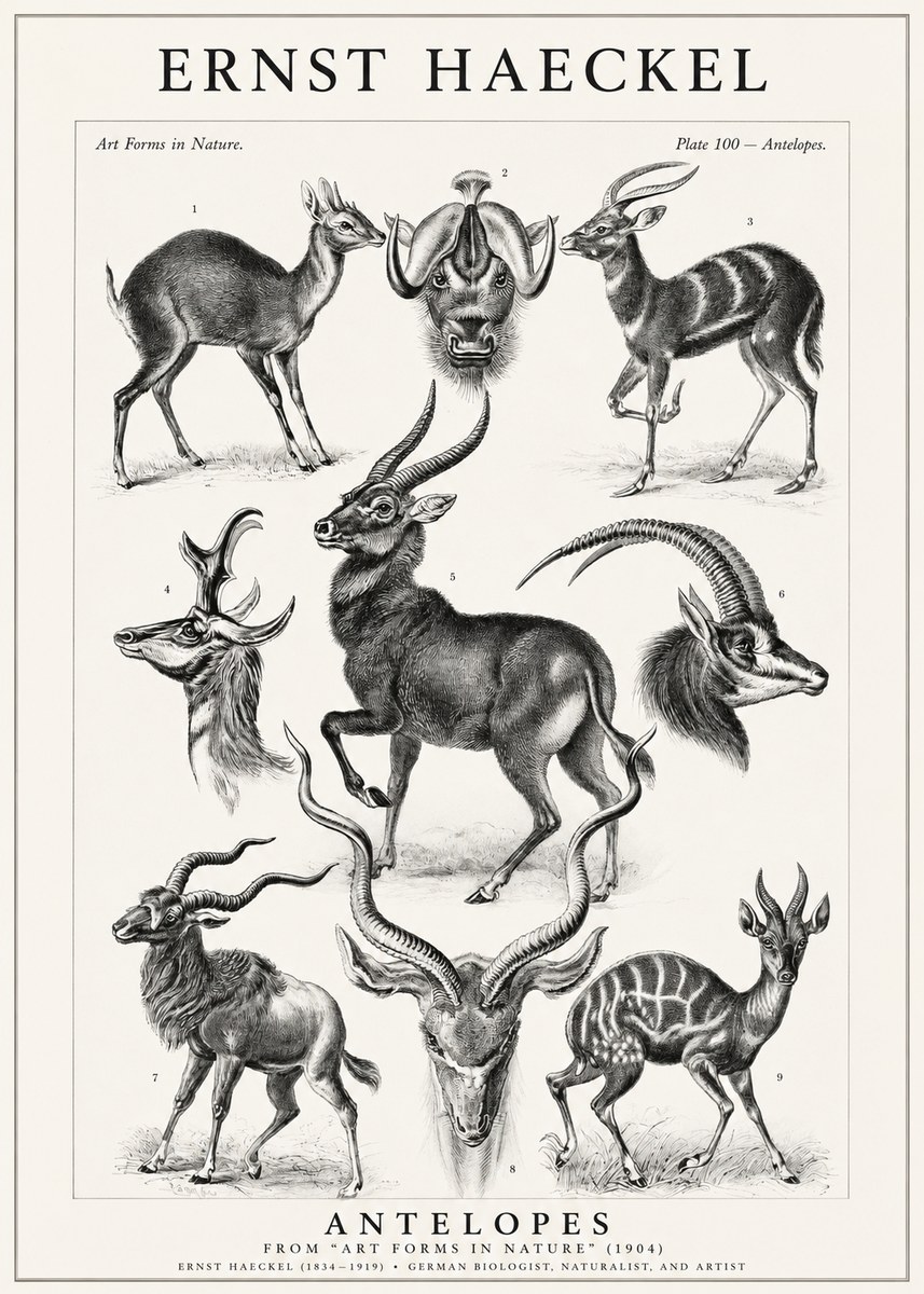 Ernst Haeckel Antelopes No1 - Plakát