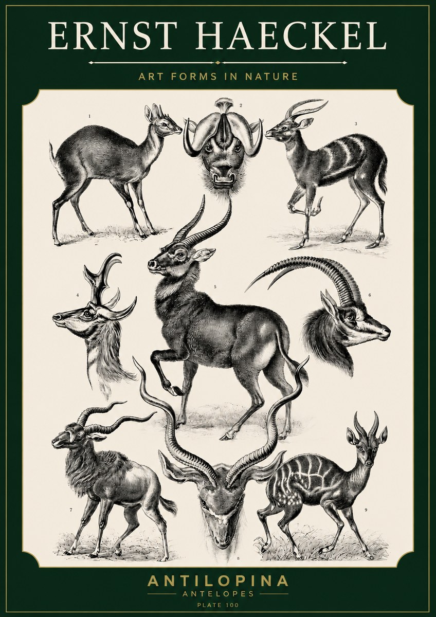 Ernst Haeckel Antelopes No5 - Plakát