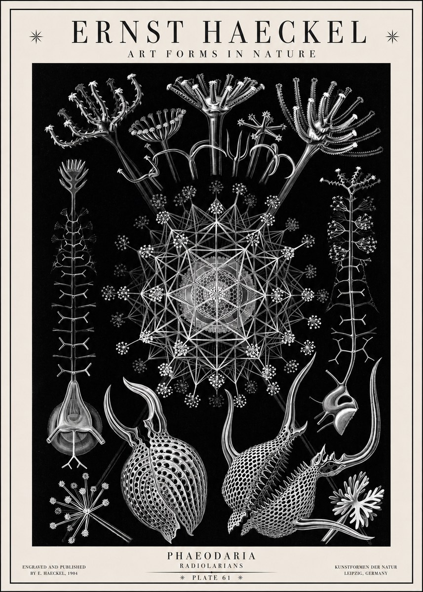 Ernst Haeckel Phaeodaria Radiolarians - Plate 61 No1 - Plakát