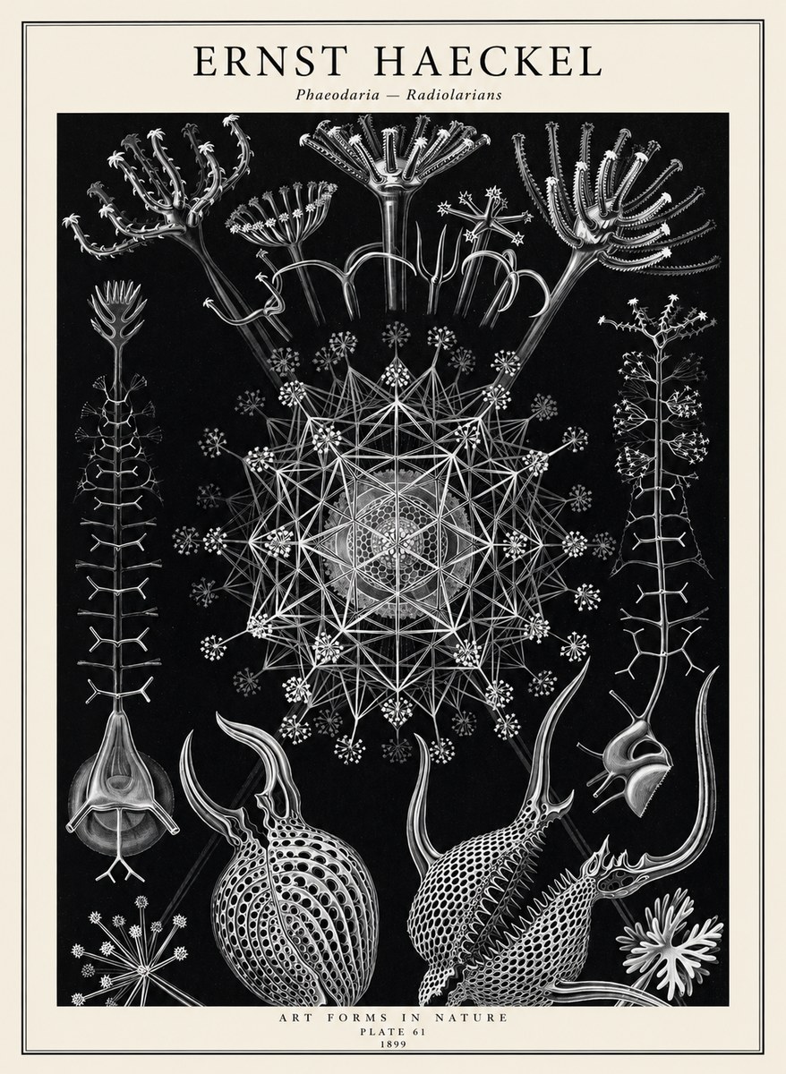 Ernst Haeckel Phaeodaria Radiolarians - Plate 61 No2 - Plakát