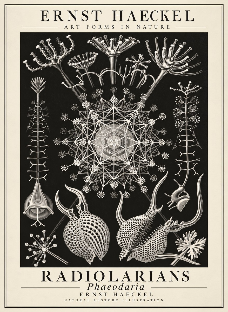 Ernst Haeckel Phaeodaria Radiolarians - Plate 61 No3 - Plakát