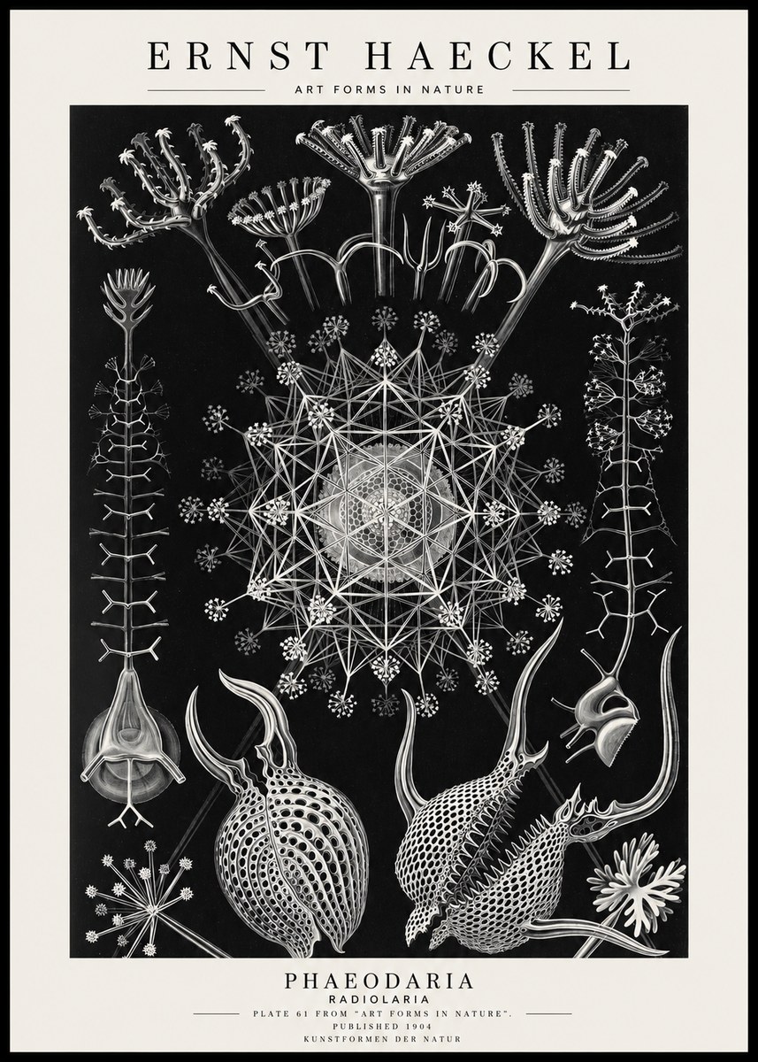 Ernst Haeckel Phaeodaria Radiolarians - Plate 61 No4 - Plakát