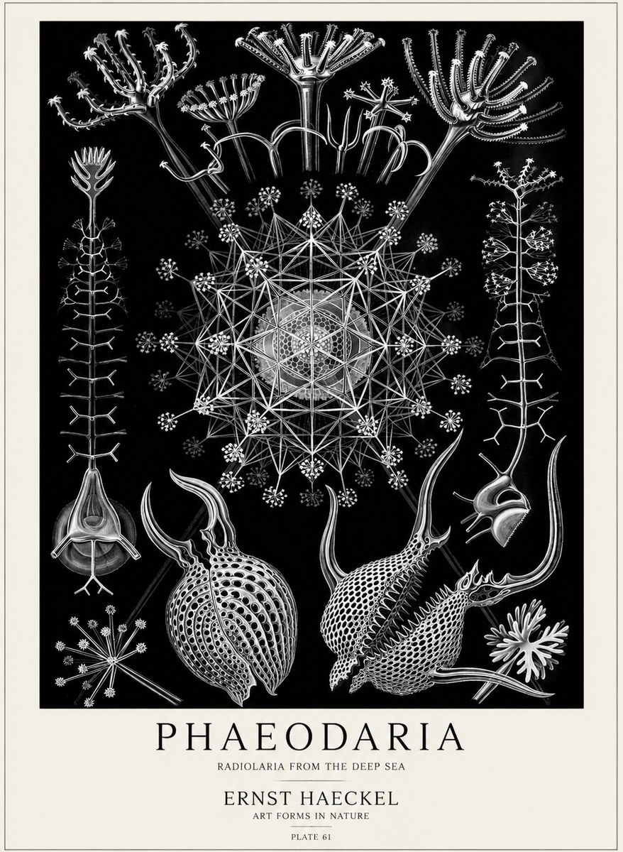 Ernst Haeckel Phaeodaria Radiolarians - Plate 61 No5 - Plakát