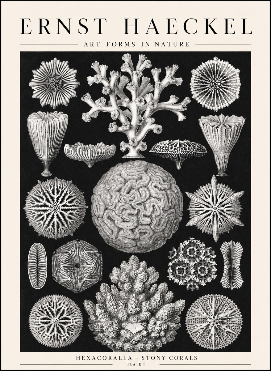 Ernst Haeckel Hexacoralla – Six-rayed Corals No2 - Plakát