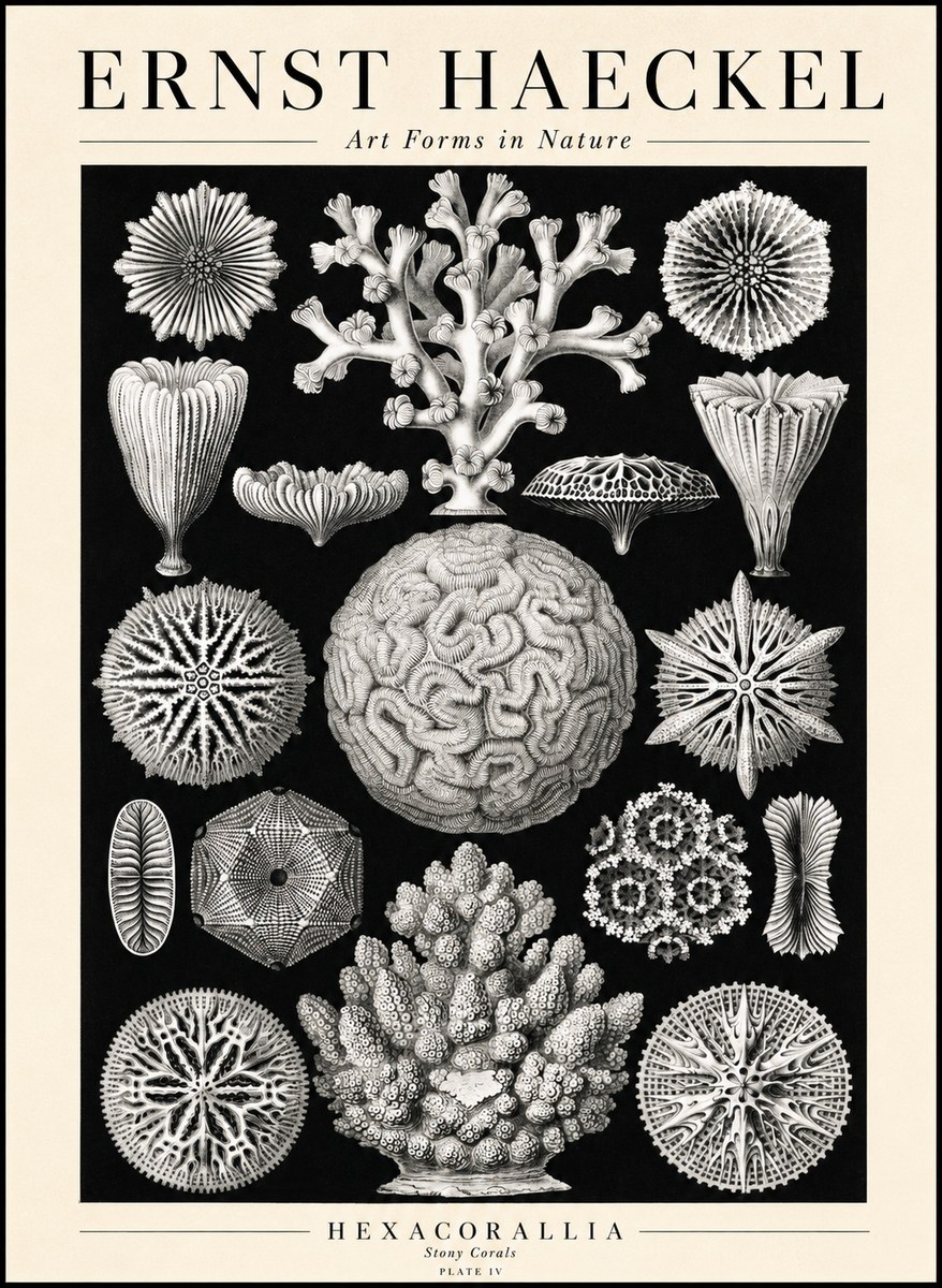 Ernst Haeckel Hexacoralla – Six-rayed Corals No3 - Plakát