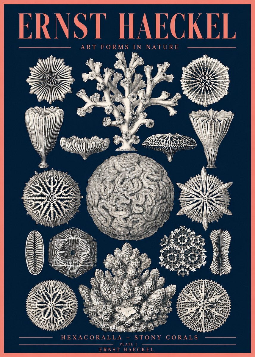 Ernst Haeckel Hexacoralla – Six-rayed Corals No4 - Plakát