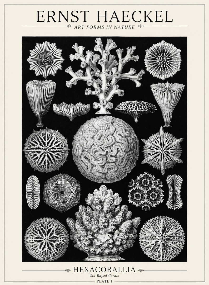 Ernst Haeckel Hexacoralla – Six-rayed Corals No5 - Plakát