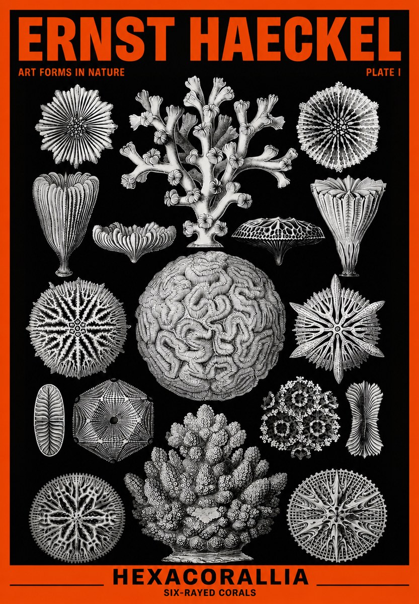 Ernst Haeckel Hexacoralla – Six-rayed Corals No6 - Plakát