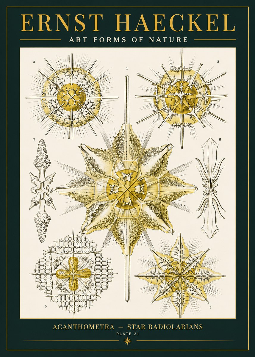 Ernst Haeckel Acanthometra - Star Radiolarians No2 - Plakát