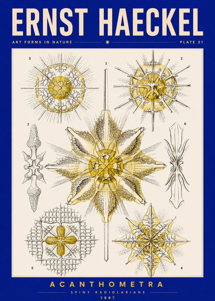 Ernst Haeckel Acanthometra - Star Radiolarians No5 - Plakát