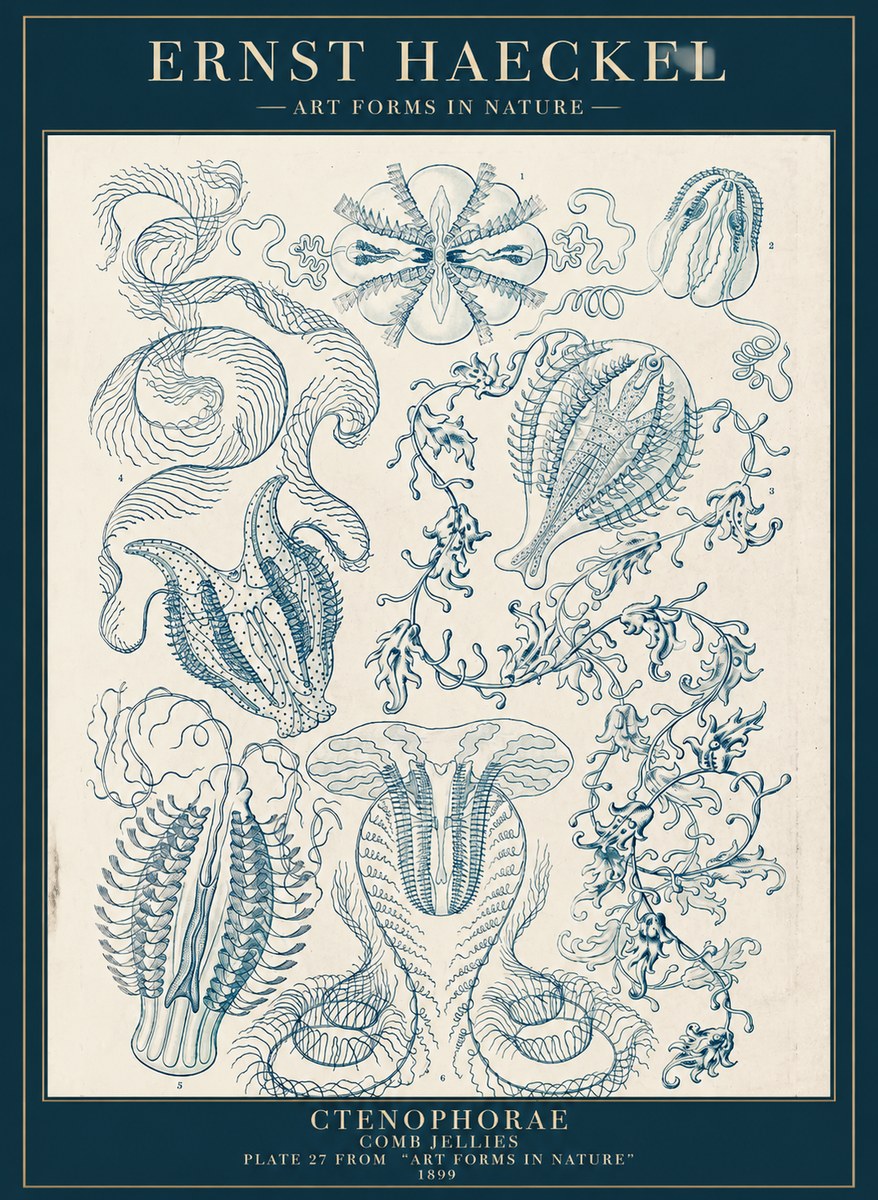 Ernst Haeckel Ctenophoræ – Comb Jellies No5 - Plakát