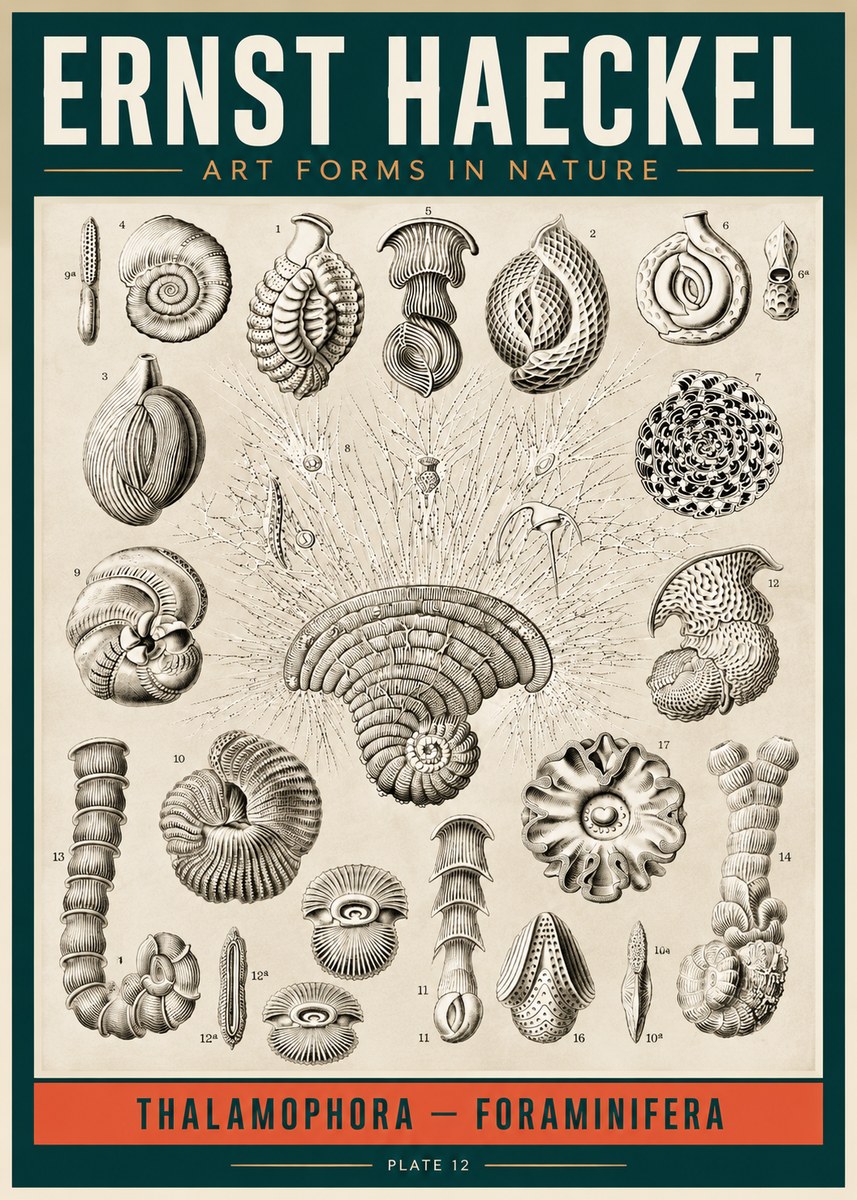 Ernst Haeckel Thalamophora – Foraminifera Plate 12 No2 - Plakát