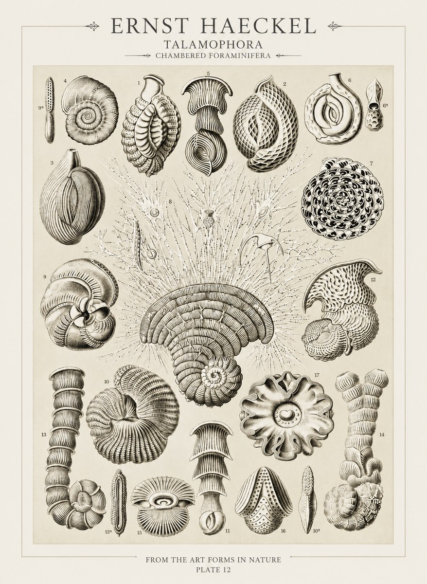 Ernst Haeckel Thalamophora – Foraminifera Plate 12 No3 - Plakát