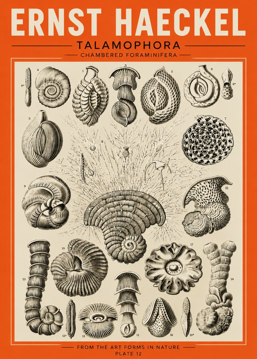 Ernst Haeckel Thalamophora – Foraminifera Plate 12 No5 - Plakát