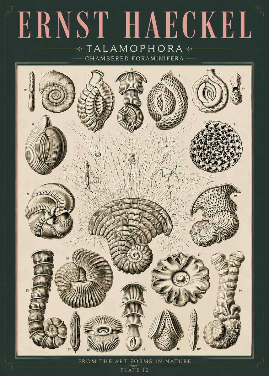 Ernst Haeckel Thalamophora – Foraminifera Plate 12 No6 - Plakát