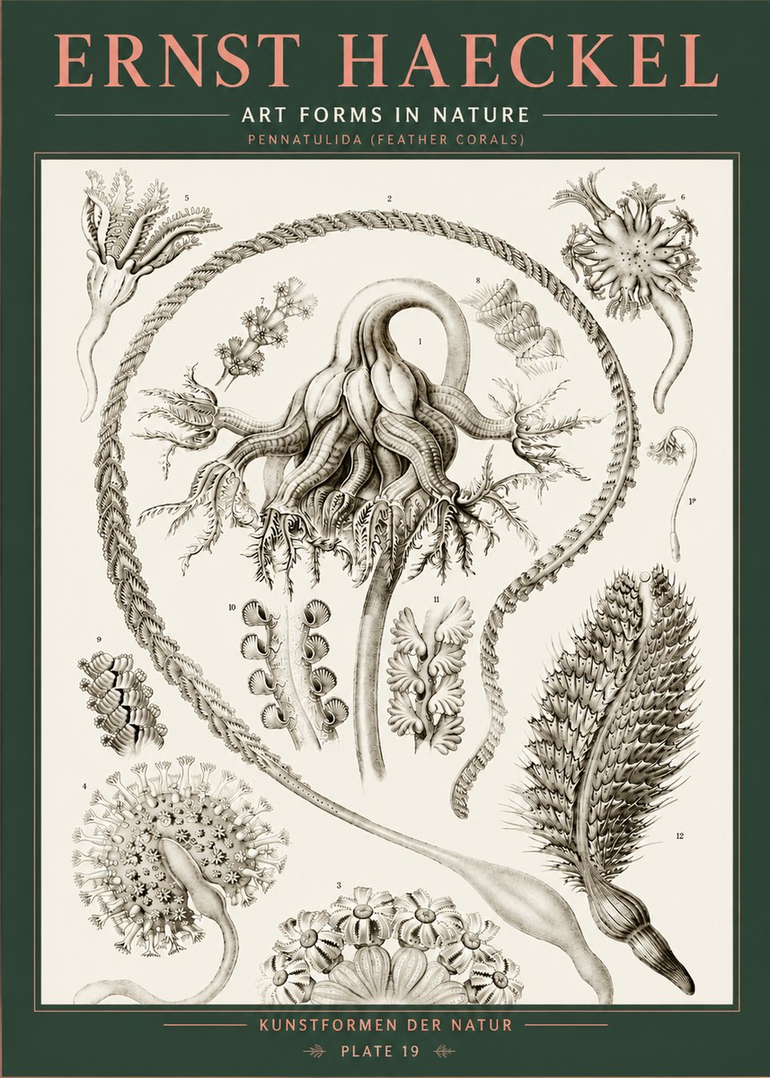 Ernst Haeckel Pennatulida - Sea Pens No5 - Plakát
