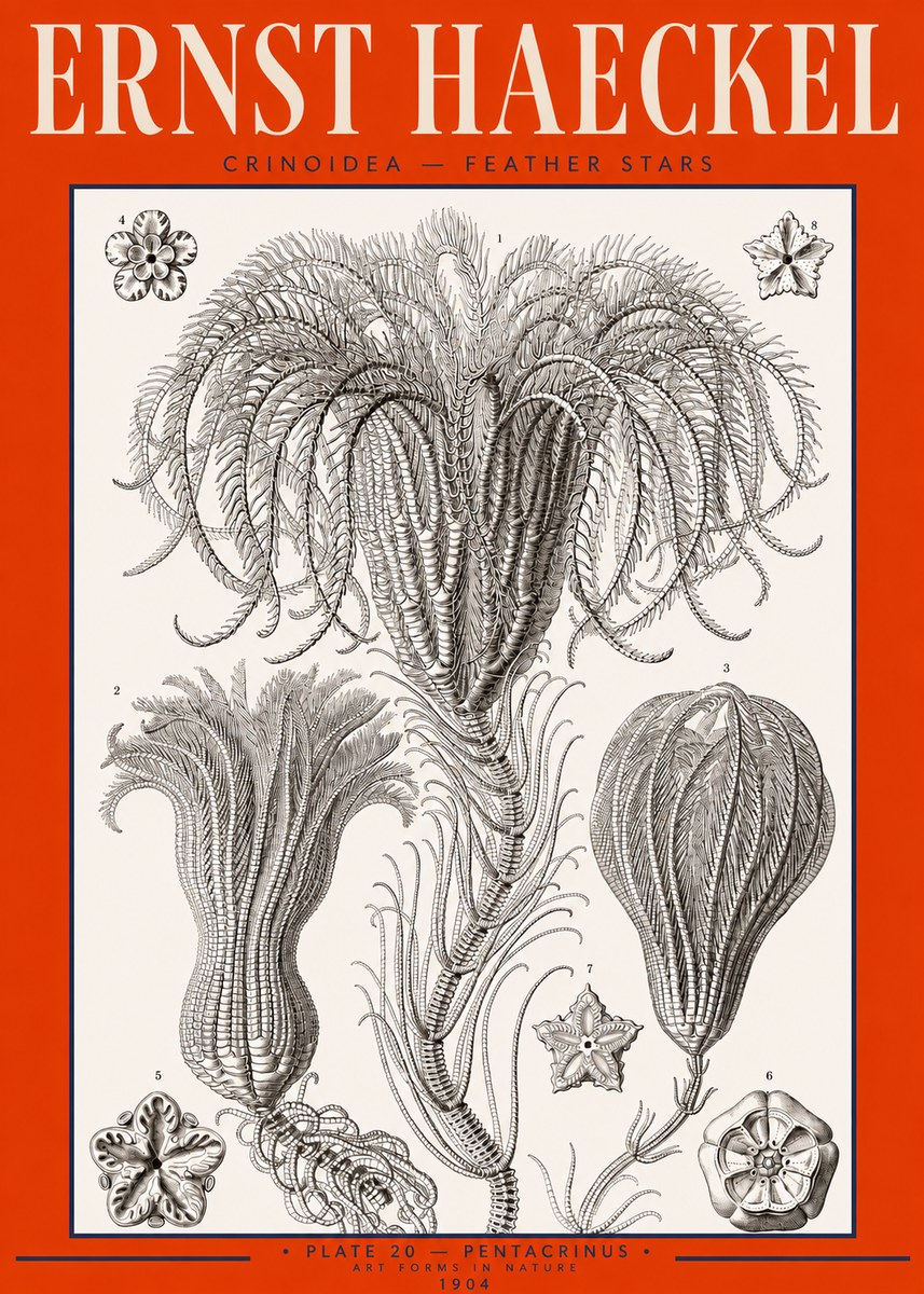 Ernst Haeckel Crinoidea - Palm Lilies No3 - Plakát