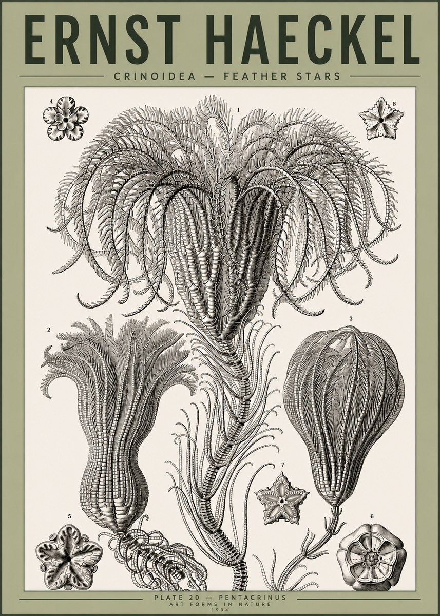 Ernst Haeckel Crinoidea - Palm Lilies No4 - Plakát