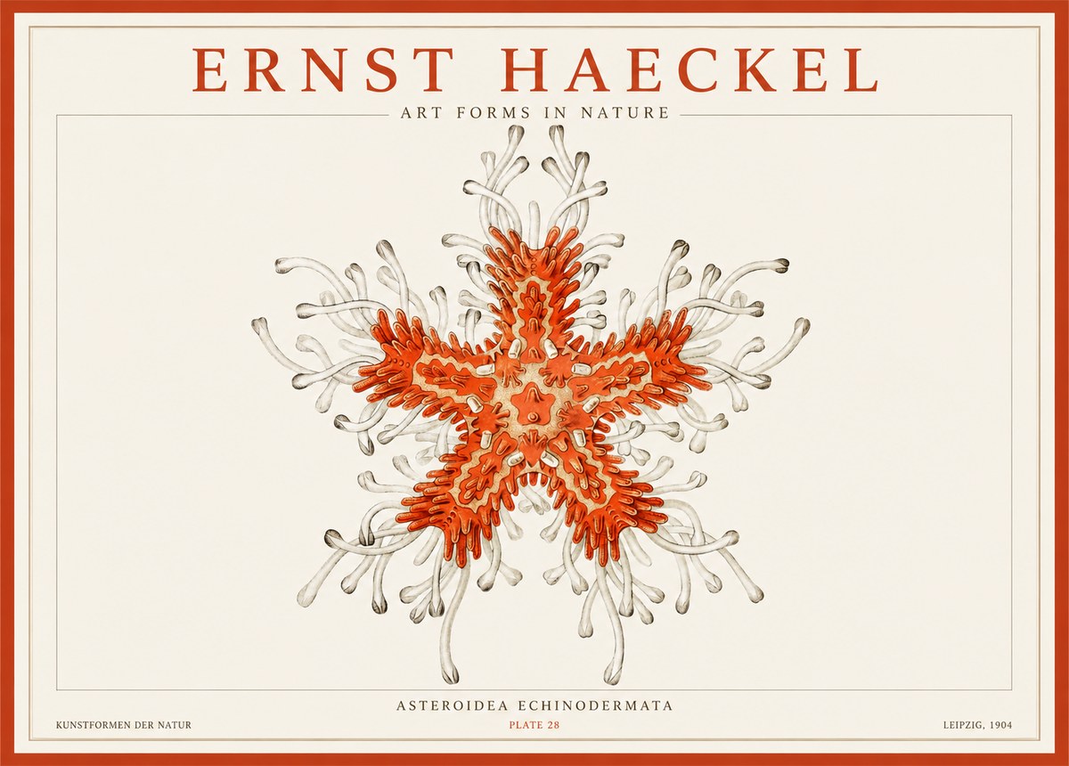 Ernst Haeckel Asteroidea Echinodermata Plate 28 No1 - Plakát