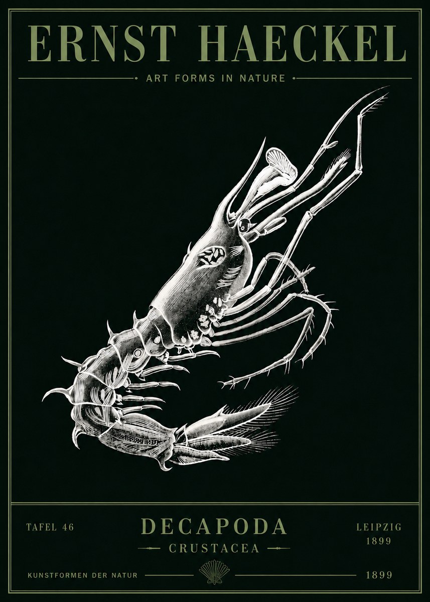 Ernst Haeckel Decapoda the Crustaceans No5 - Plakát