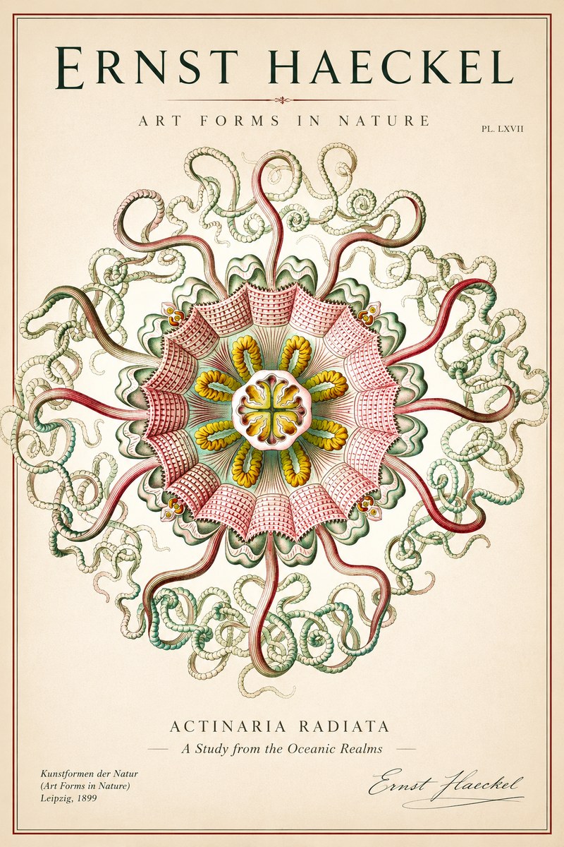 Ernst Haeckel Discomedusae – Actiniae No2 - Plakát