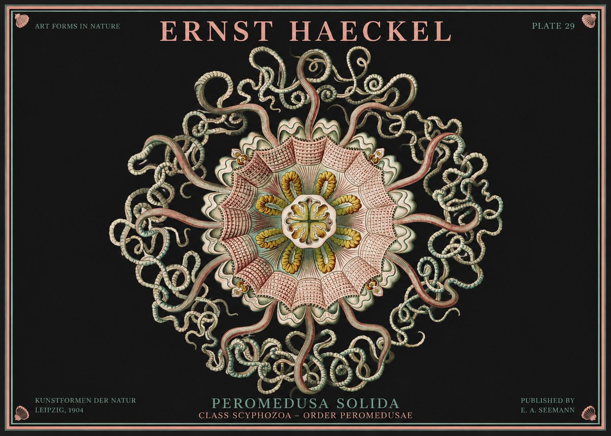 Ernst Haeckel Discomedusae – Actiniae No4 - Plakát