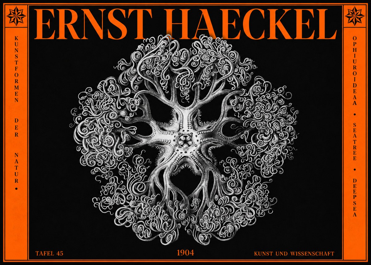 Ernst Haeckel Ophiuroidea Sea Tree - Deep Sea No2 - Plakát