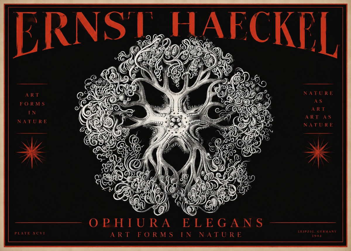 Ernst Haeckel Ophiuroidea Sea Tree - Deep Sea No4 - Plakát