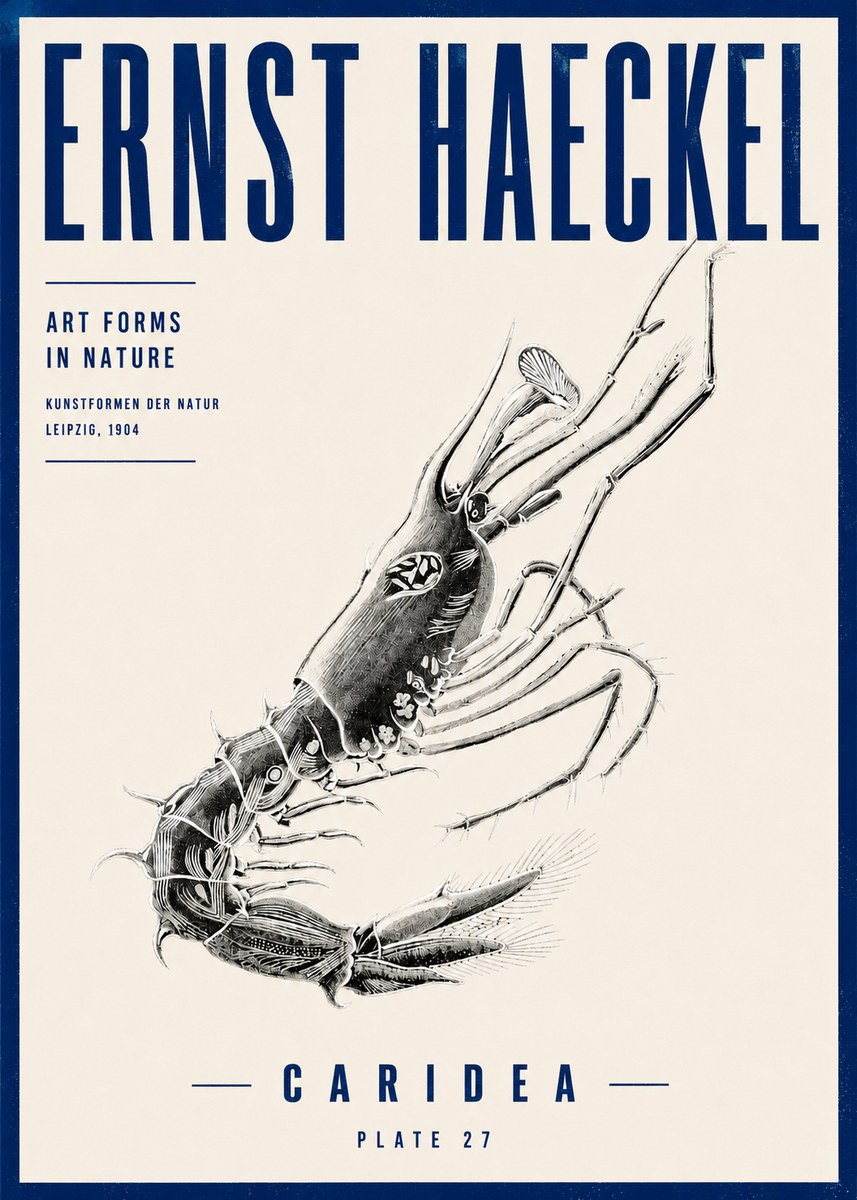 Ernst Haeckel Caridea Plate 27 No4 - Plakát