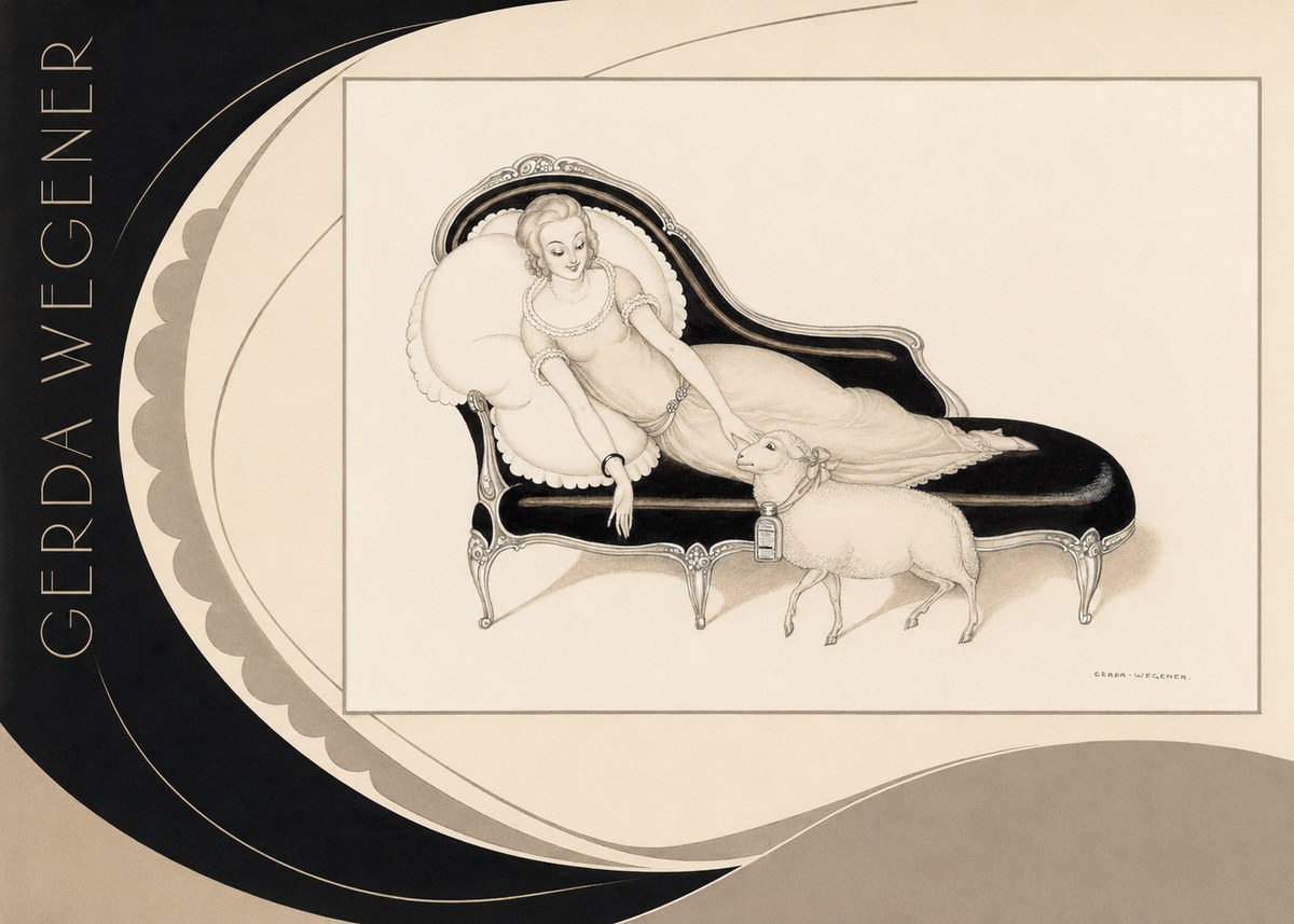 Gerda Wegener Lady with Lamb No6 - Plakát