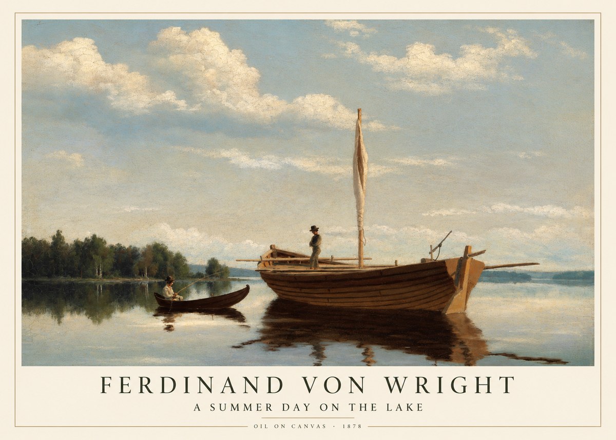 Ferdinand von Wright Fishing Boats on a Calm Lake. 1878. No5 - Plakát