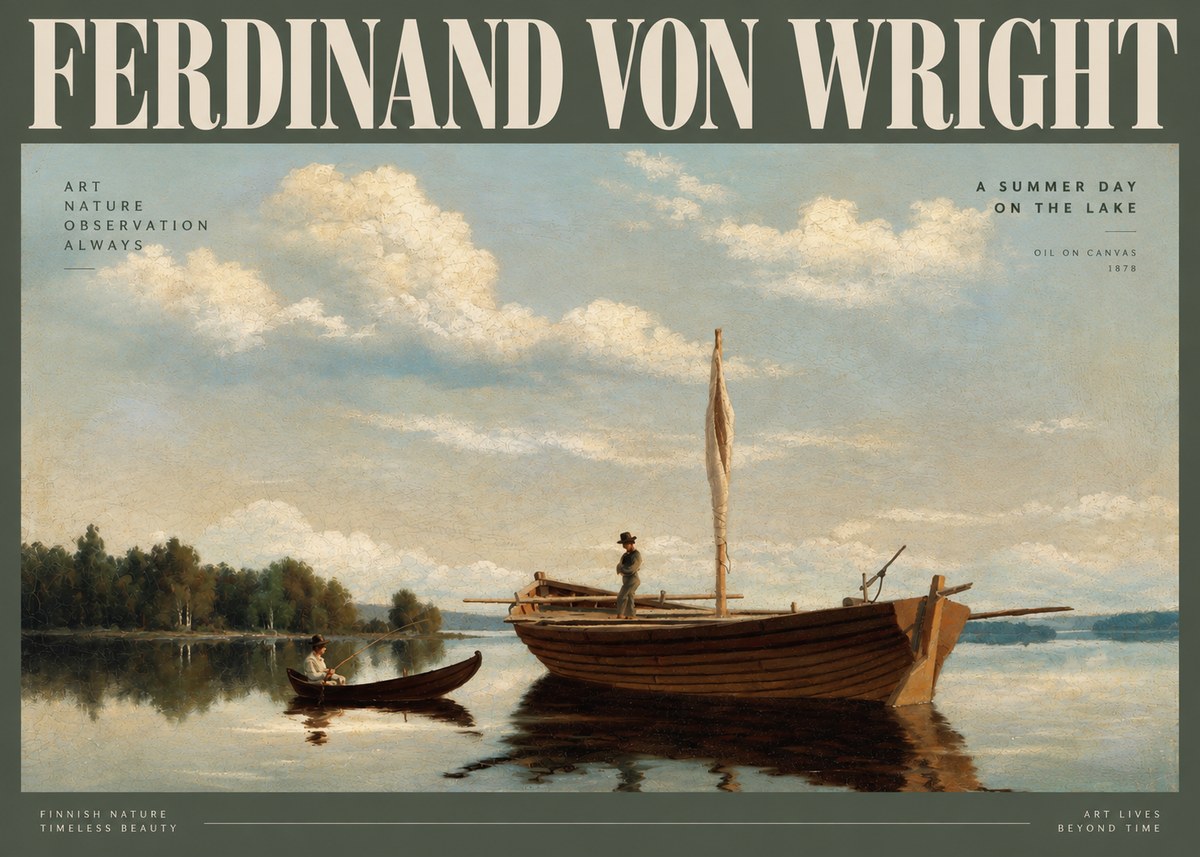 Ferdinand von Wright Fishing Boats on a Calm Lake. 1878. No6 - Plakát