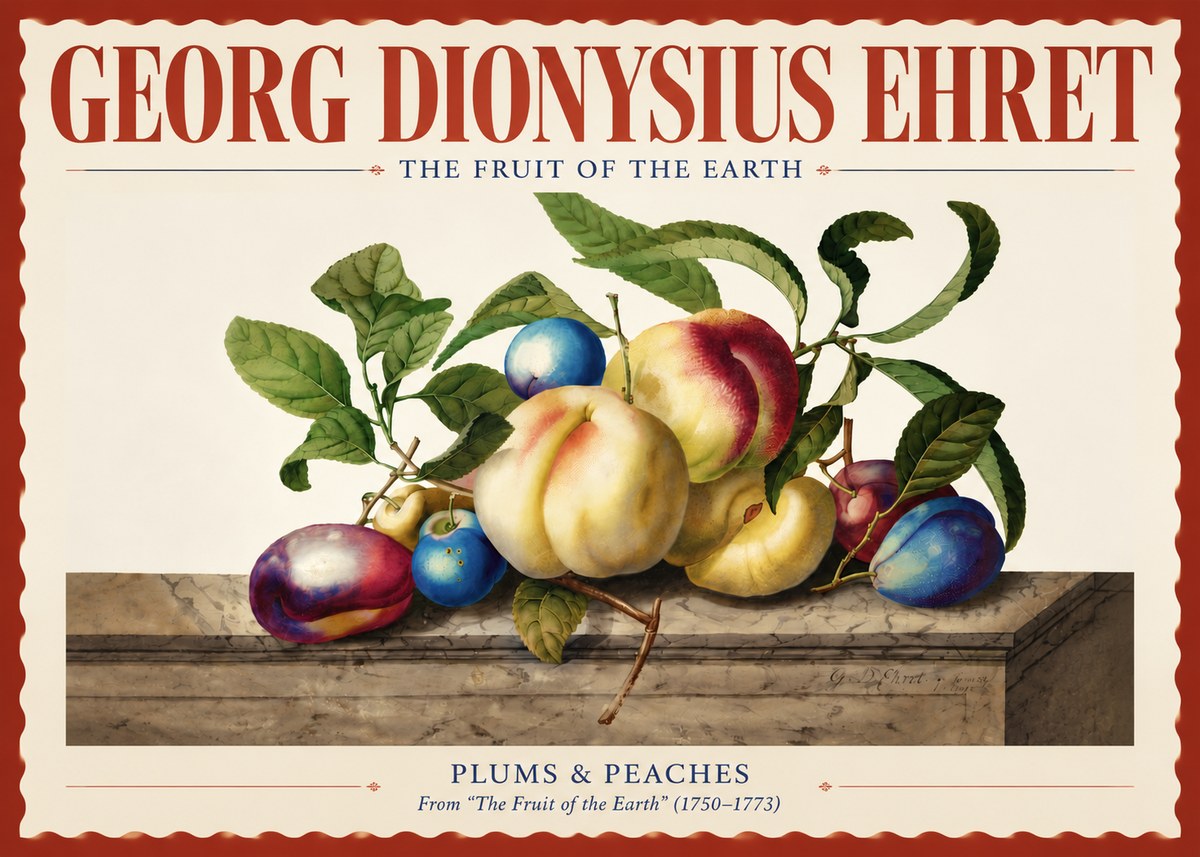 Georg Dionysius Ehret Plums & Peaches No4 - Plakát