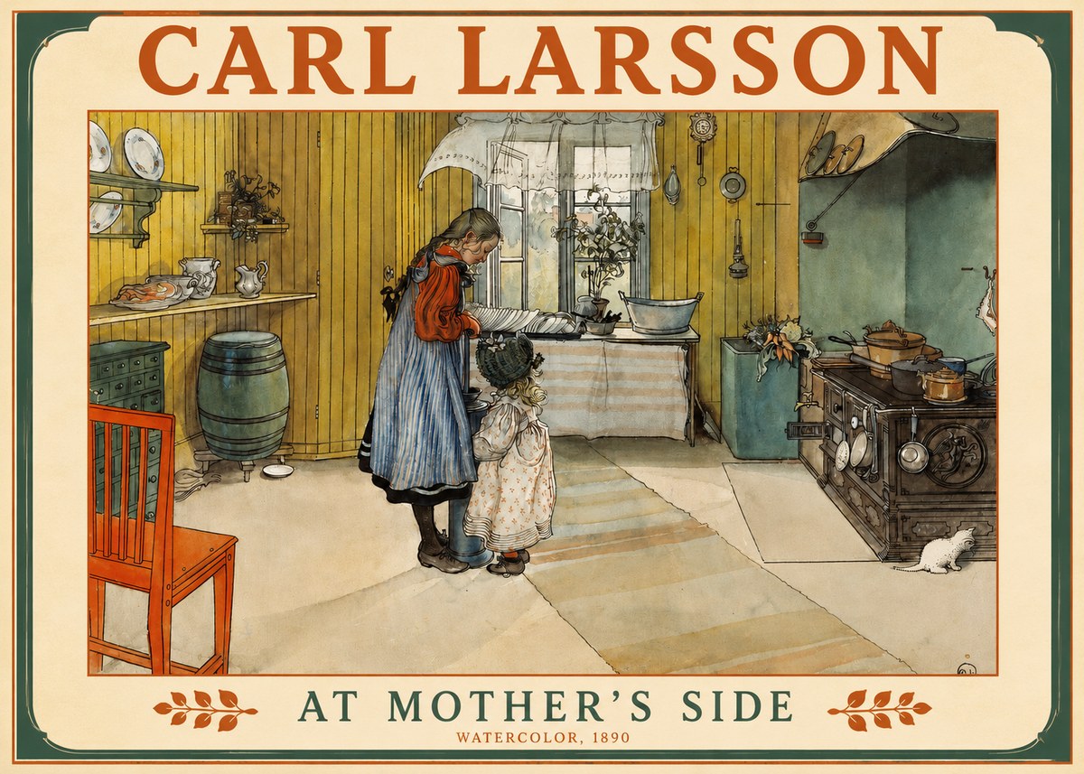 Carl Larsson At Mother's Side No2 - Plakát