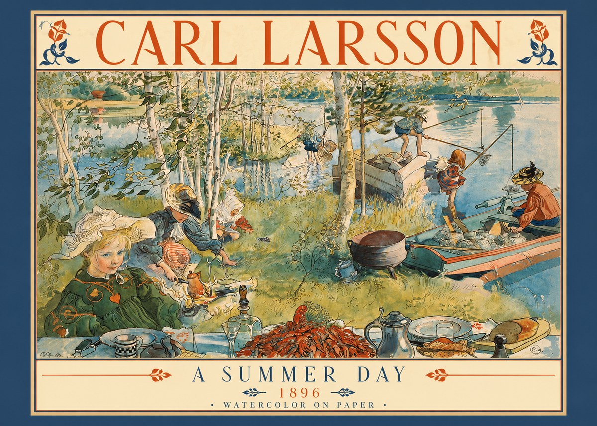 Carl Larsson A Summer Day No2 - Plakát