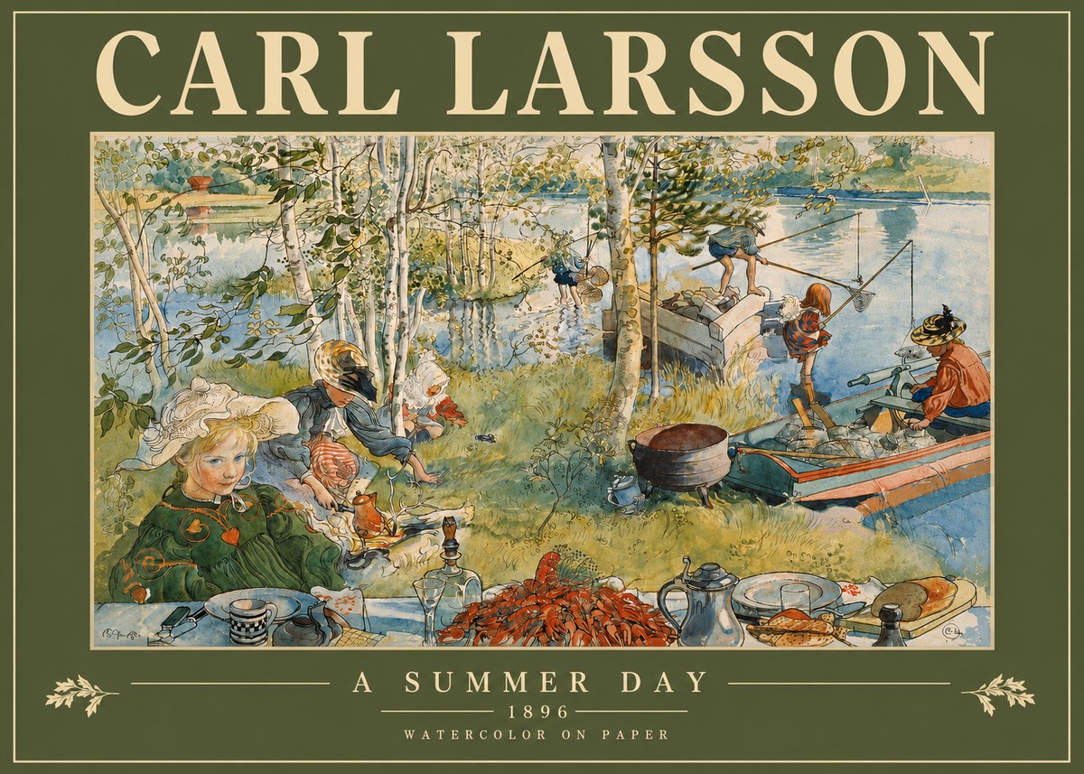 Carl Larsson A Summer Day No3 - Plakát