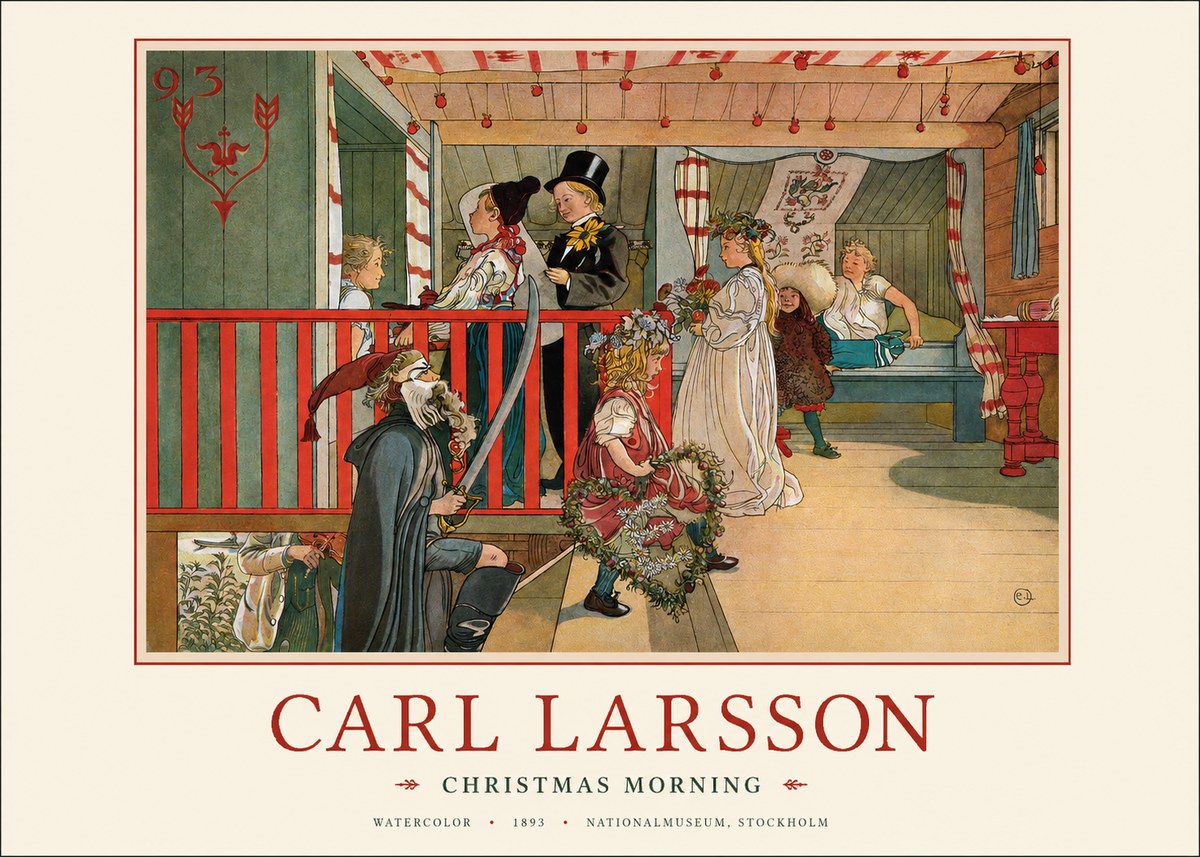 Carl Larsson Children Bringing Flowers No3 - Plakát
