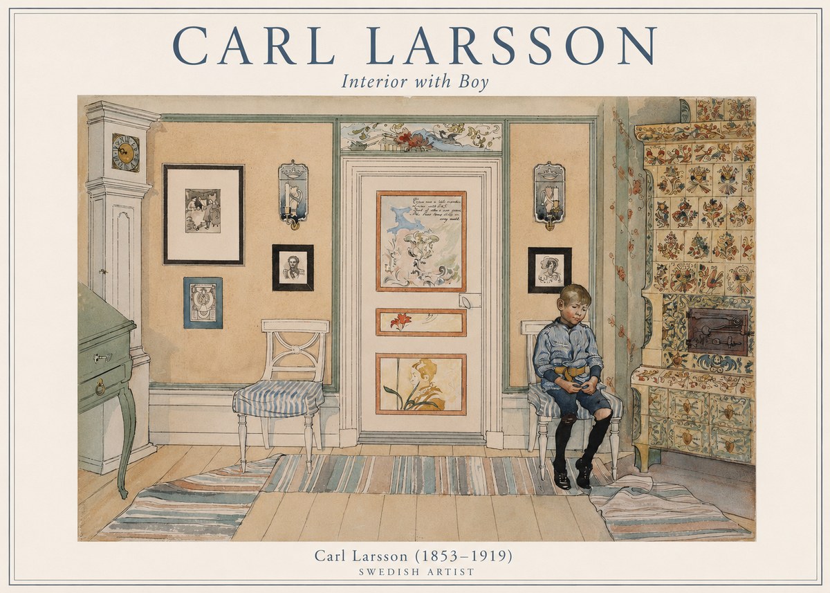 Carl Larsson Interior with Boy No1 - Plakát