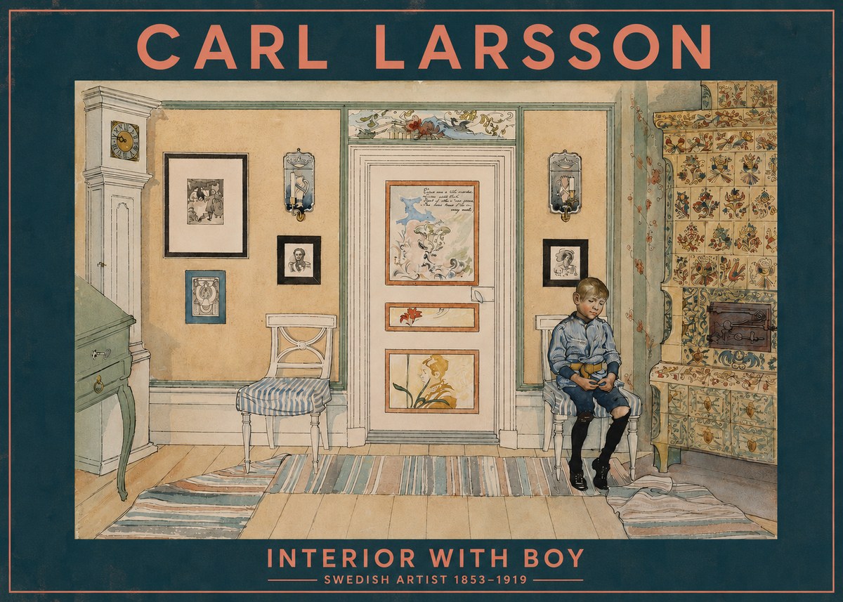 Carl Larsson Interior with Boy No2 - Plakát