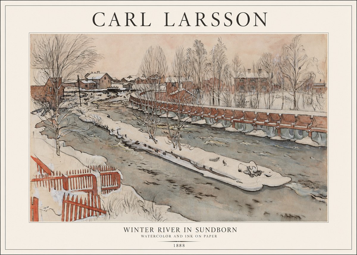 Carl Larsson Winter River in Sundborn No1 - Plakát