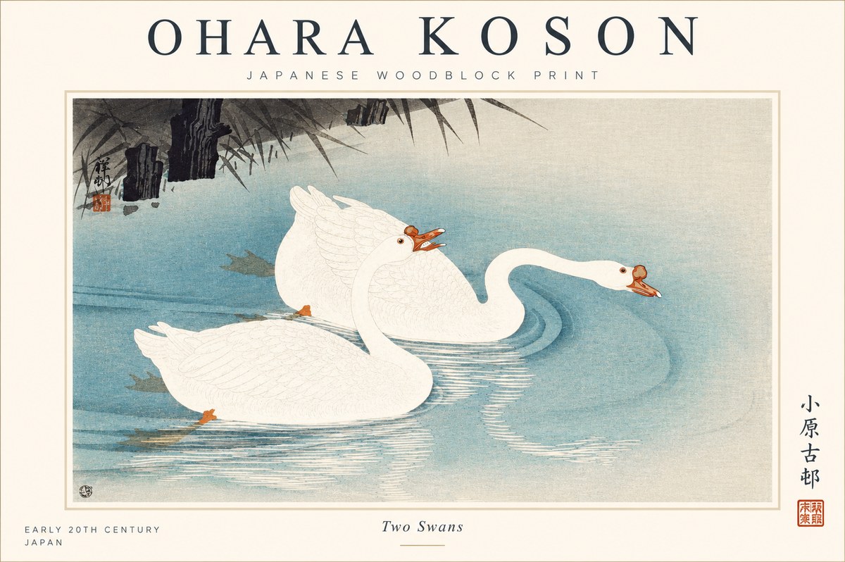 Ohara Koson Two Swans No1 - Plakát
