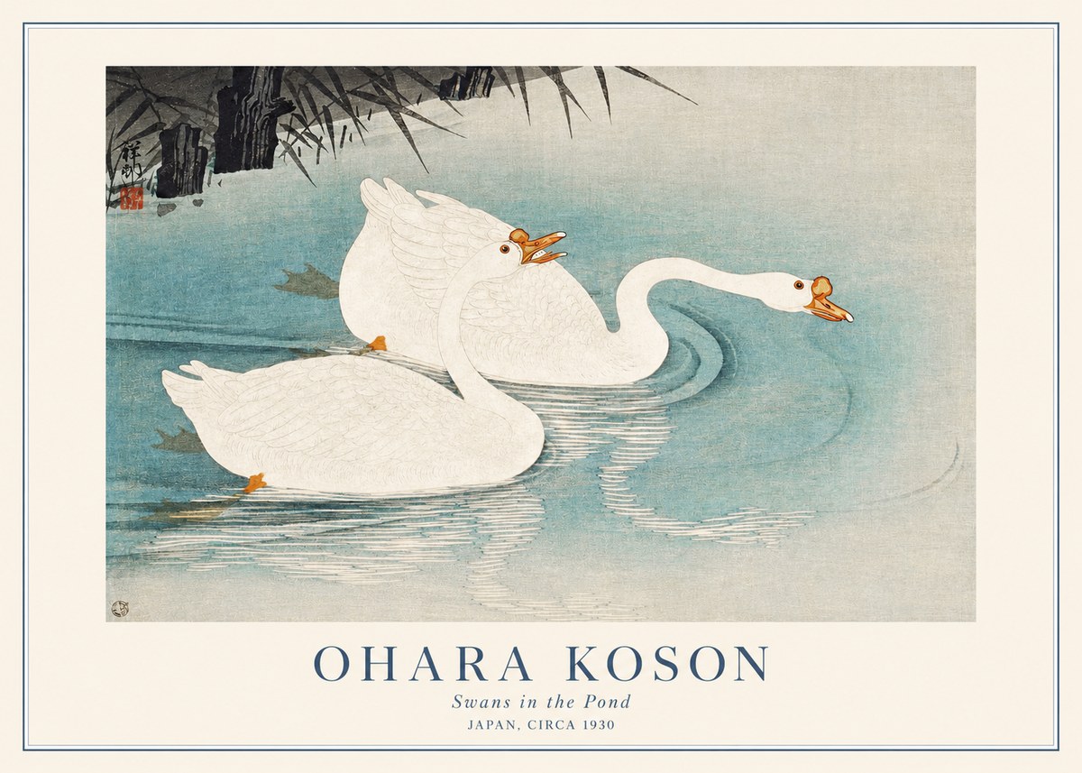 Ohara Koson Two Swans No2 - Plakát
