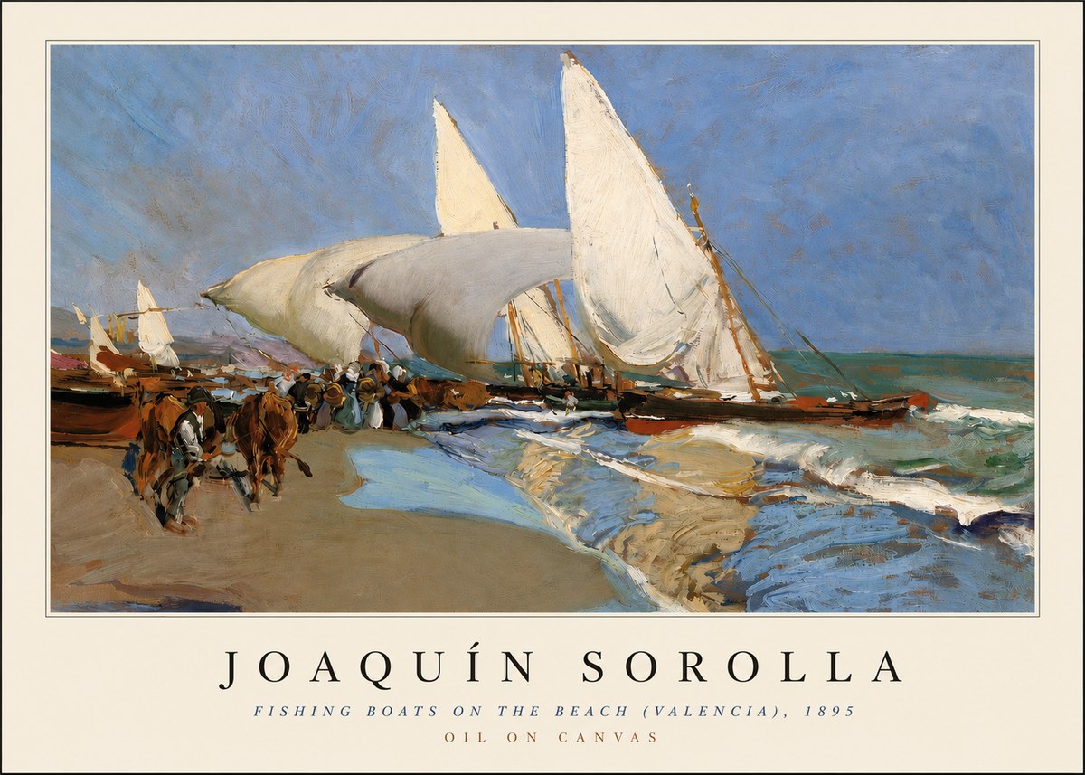 Sorolla Fishing Boats on the Beach (Valencia), 1895 No3 - Plakát