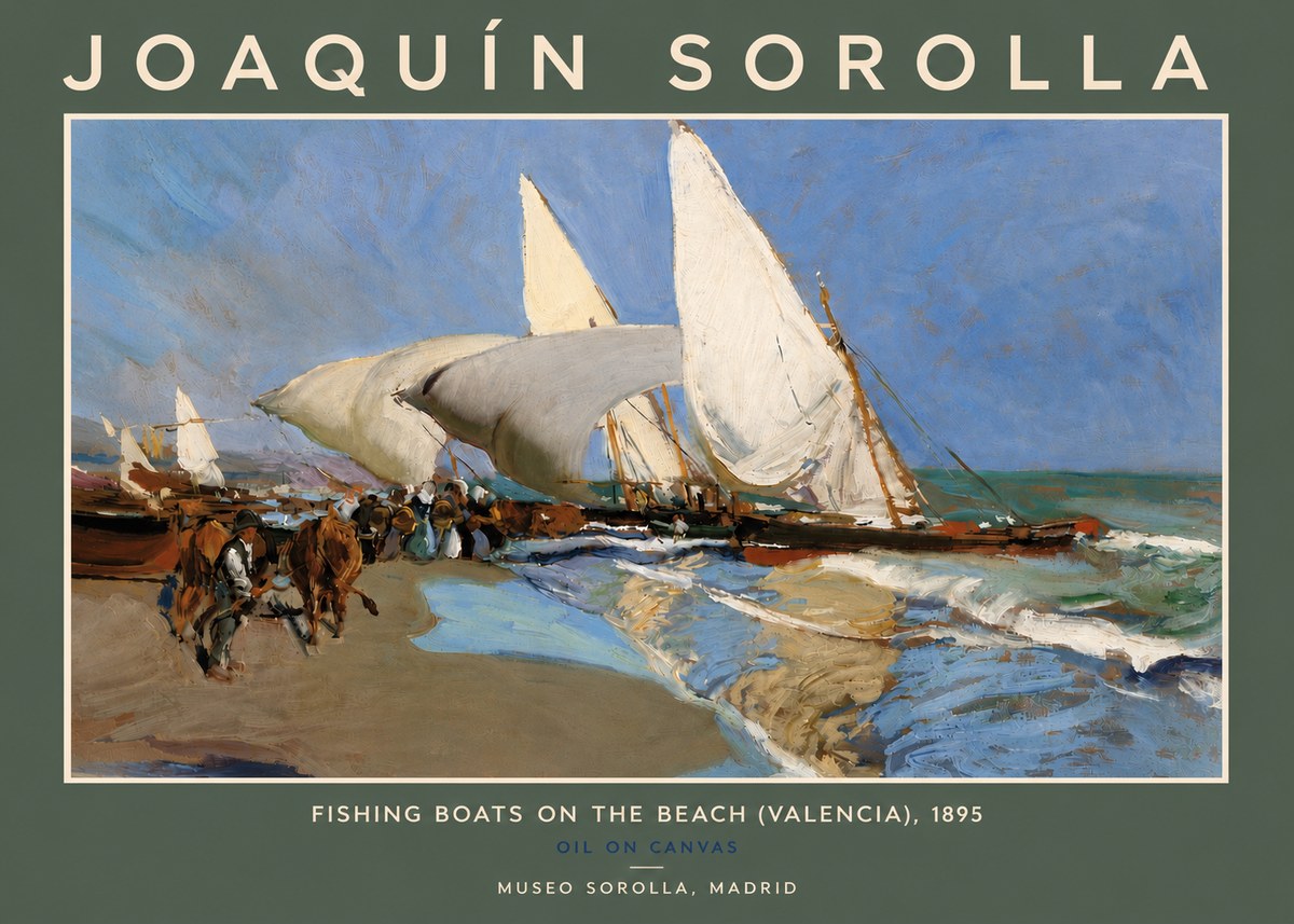 Sorolla Fishing Boats on the Beach (Valencia), 1895 No5 - Plakát