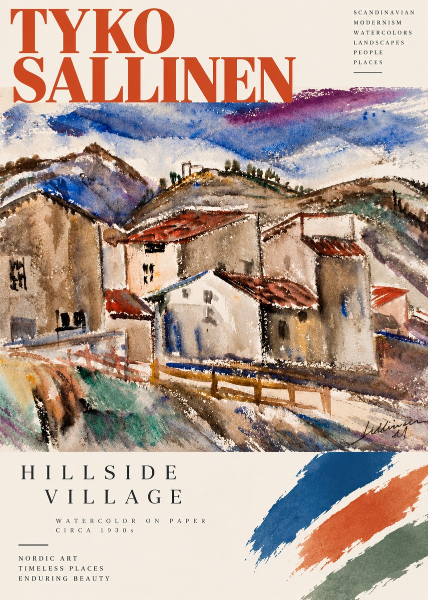 Tyko Sallinen Hillside Village No3 - Plakát