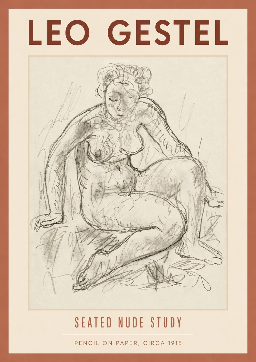 Leo Gestel Seated Nude Study No4 - Plakát