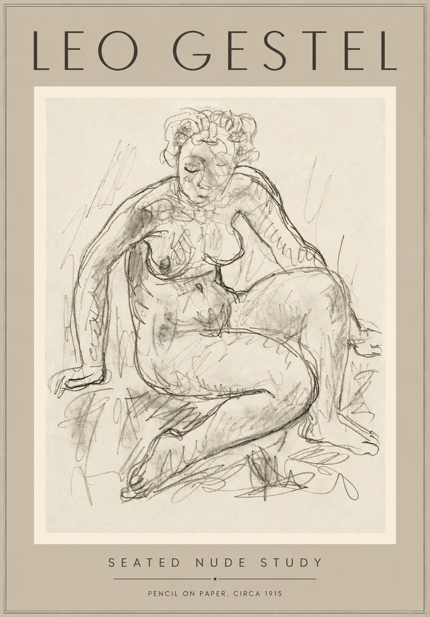 Leo Gestel Seated Nude Study No5 - Plakát