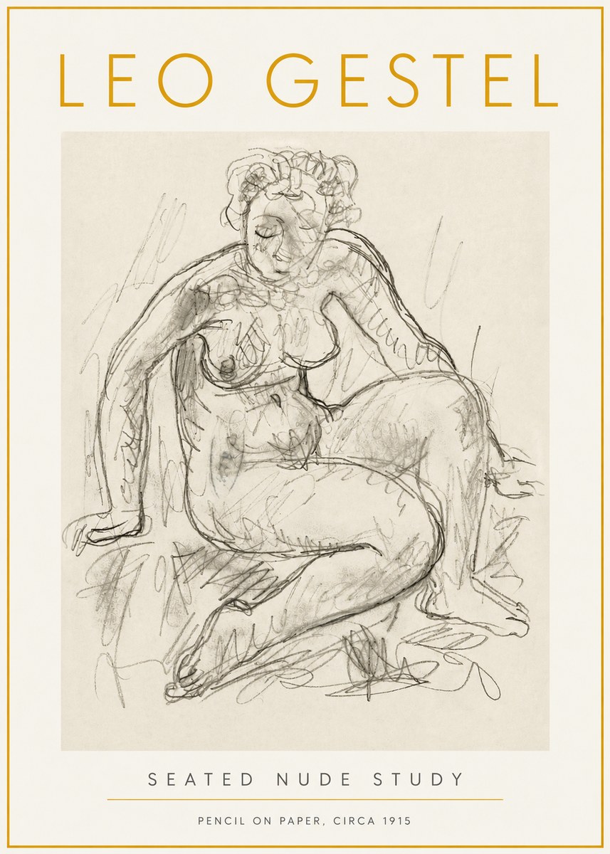Leo Gestel Seated Nude Study No6 - Plakát