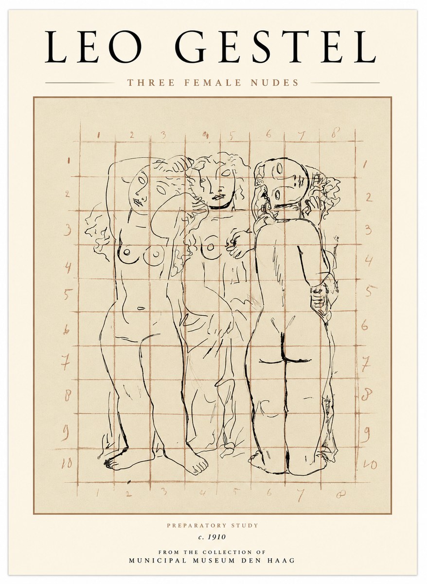 Leo Gestel Three Female Nudes No1 - Plakát